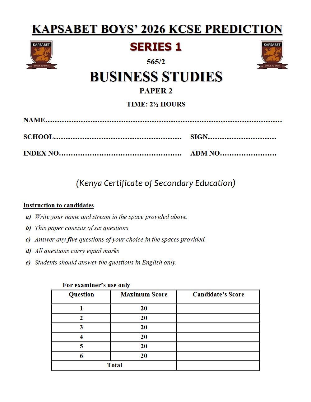 Thumbnail preview of Form 4 Business Studies Paper 2 KCSE Prediction 2026_12