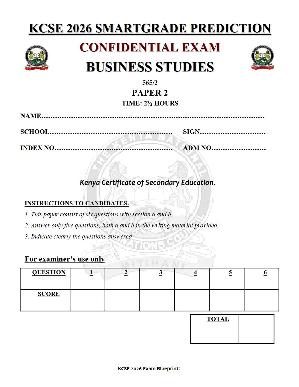 Thumbnail preview of Form 4 Business Studies Paper 2 KCSE Prediction 2026_19