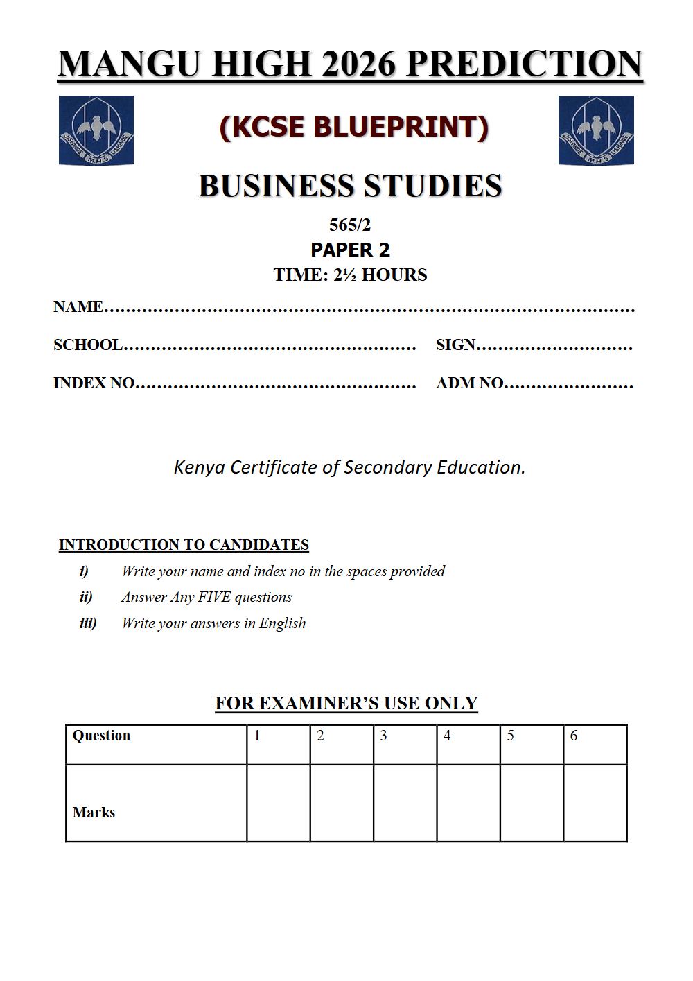 Thumbnail preview of Form 4 Business Studies Paper 2 KCSE Prediction 2026_21