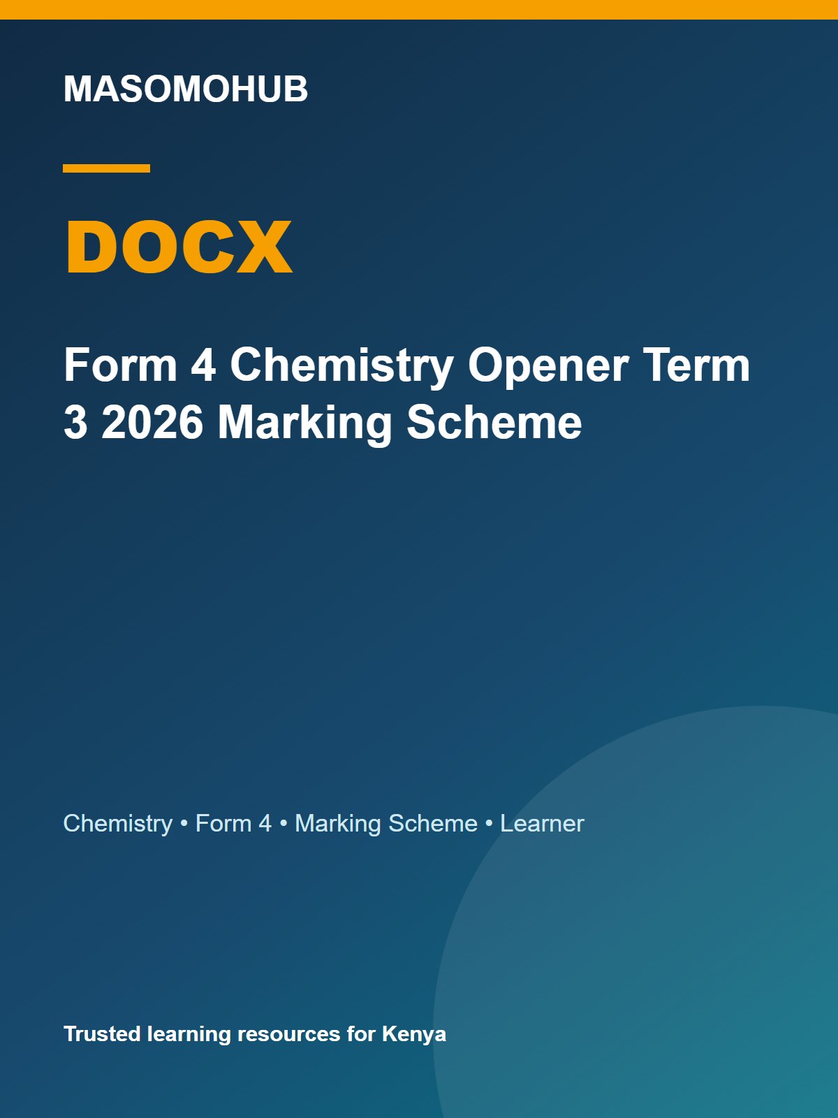 Thumbnail preview of Form 4 Chemistry Opener Term 3 2026 Marking Scheme