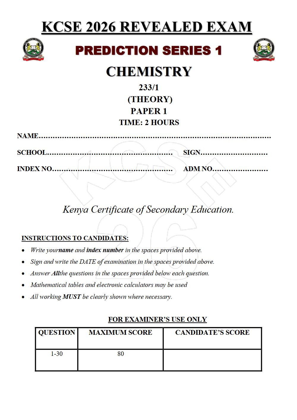 Thumbnail preview of Form 4 Chemistry Paper 1 KCSE Prediction 2026_17