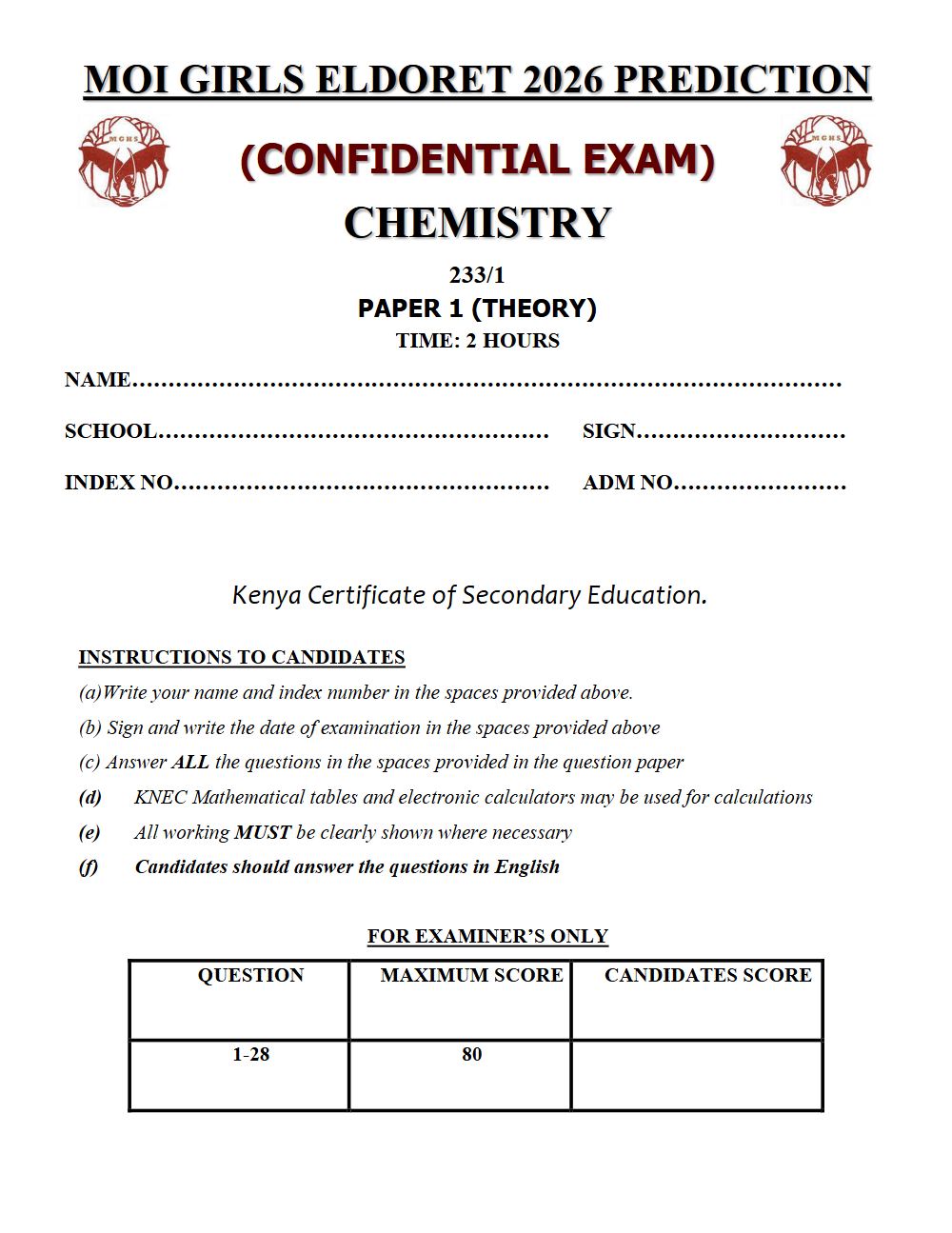 Thumbnail preview of Form 4 Chemistry Paper 1 KCSE Prediction 2026_24