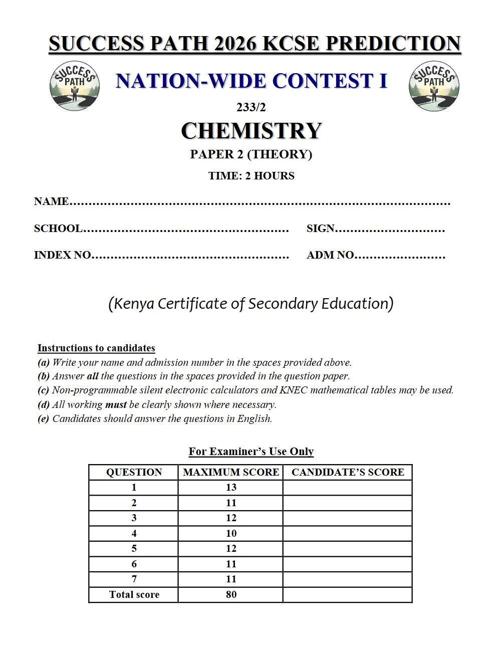 Thumbnail preview of Form 4 Chemistry Paper 2 KCSE Prediction 2026_31