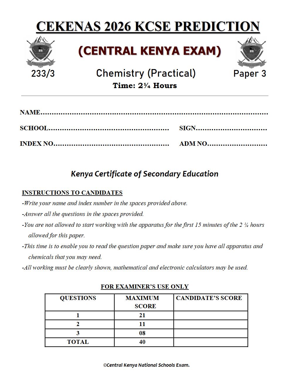 Thumbnail preview of Form 4 Chemistry Paper 3 KCSE Prediction 2026_7