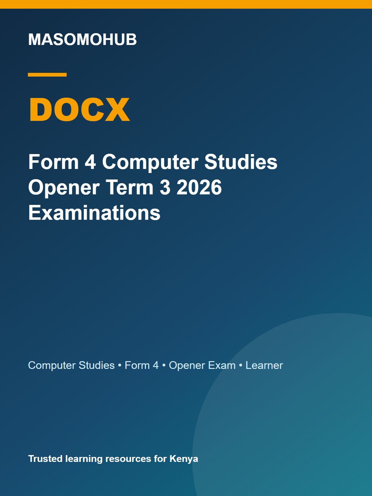Thumbnail preview of Form 4 Computer Studies Opener Term 3 2026 Examinations