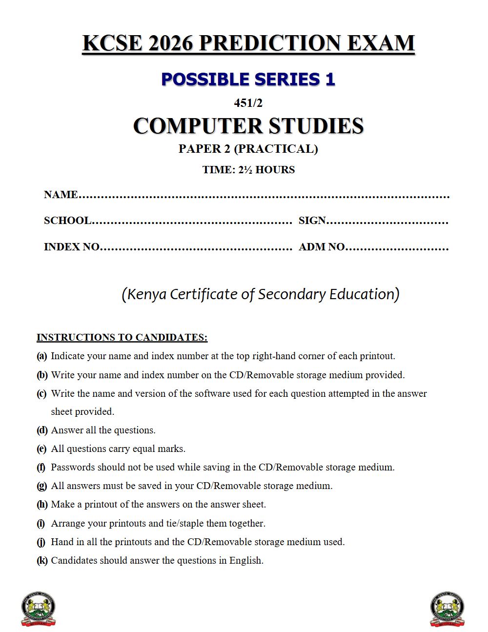 Thumbnail preview of Form 4 Computer Studies Paper 2 KCSE Prediction 2026_14