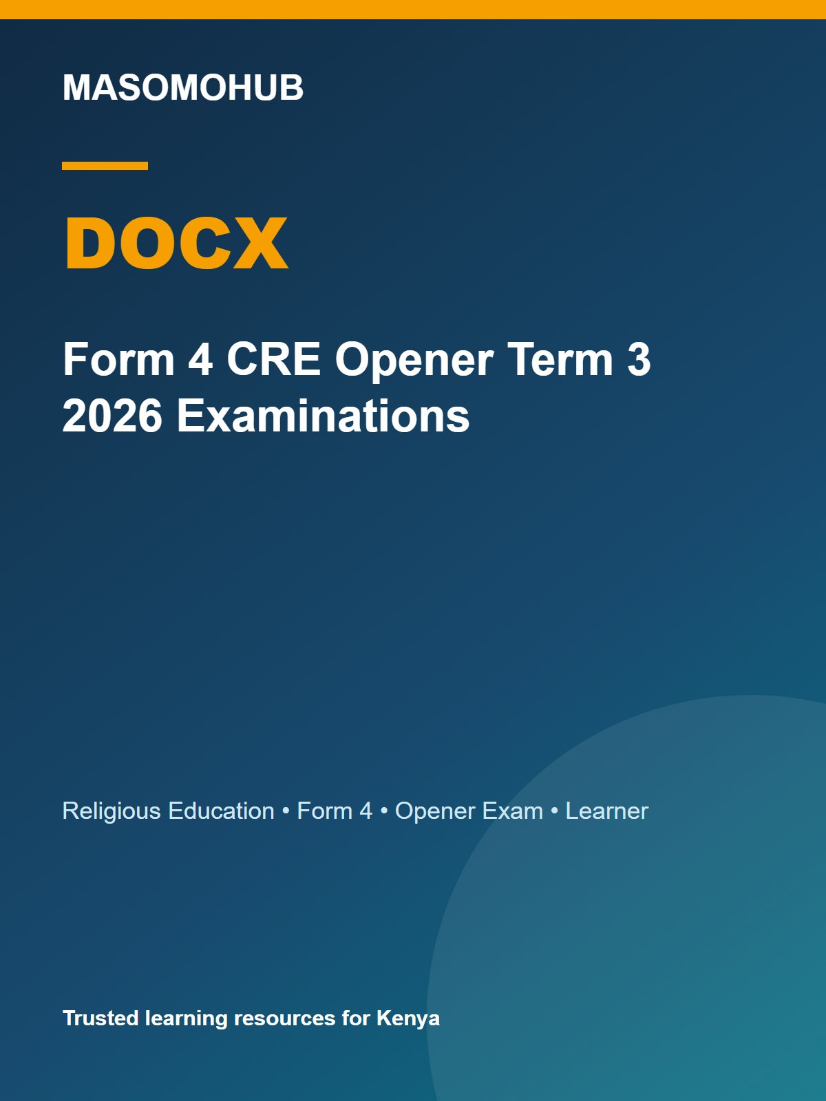 Thumbnail preview of Form 4 CRE Opener Term 3 2026 Examinations