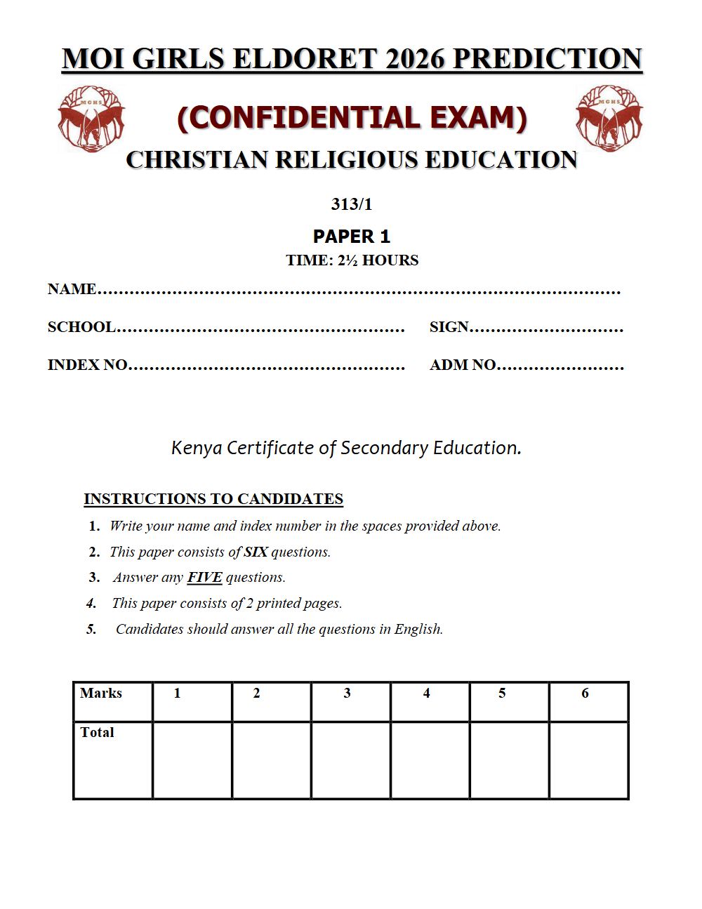 Thumbnail preview of Form 4 CRE Paper 1 KCSE Prediction 2026_24