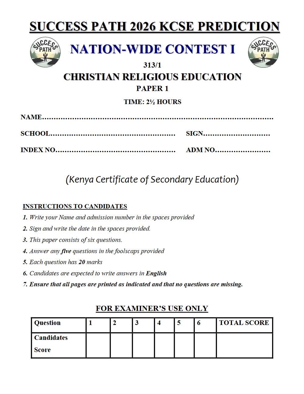 Thumbnail preview of Form 4 CRE Paper 1 KCSE Prediction 2026_31