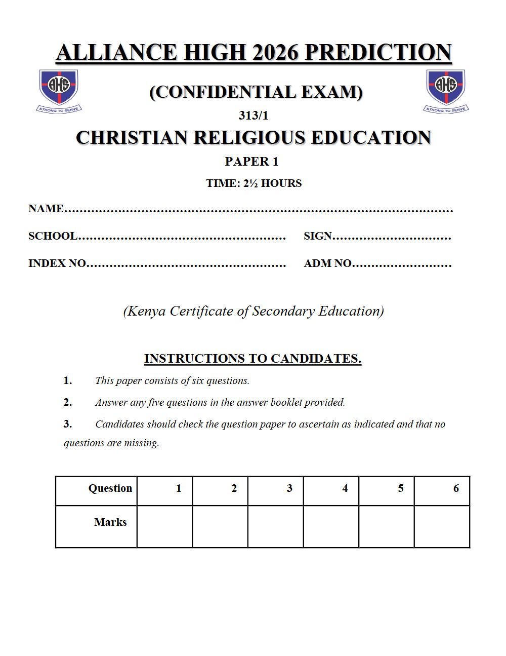 Thumbnail preview of Form 4 CRE Paper 1 KCSE Prediction 2026_5