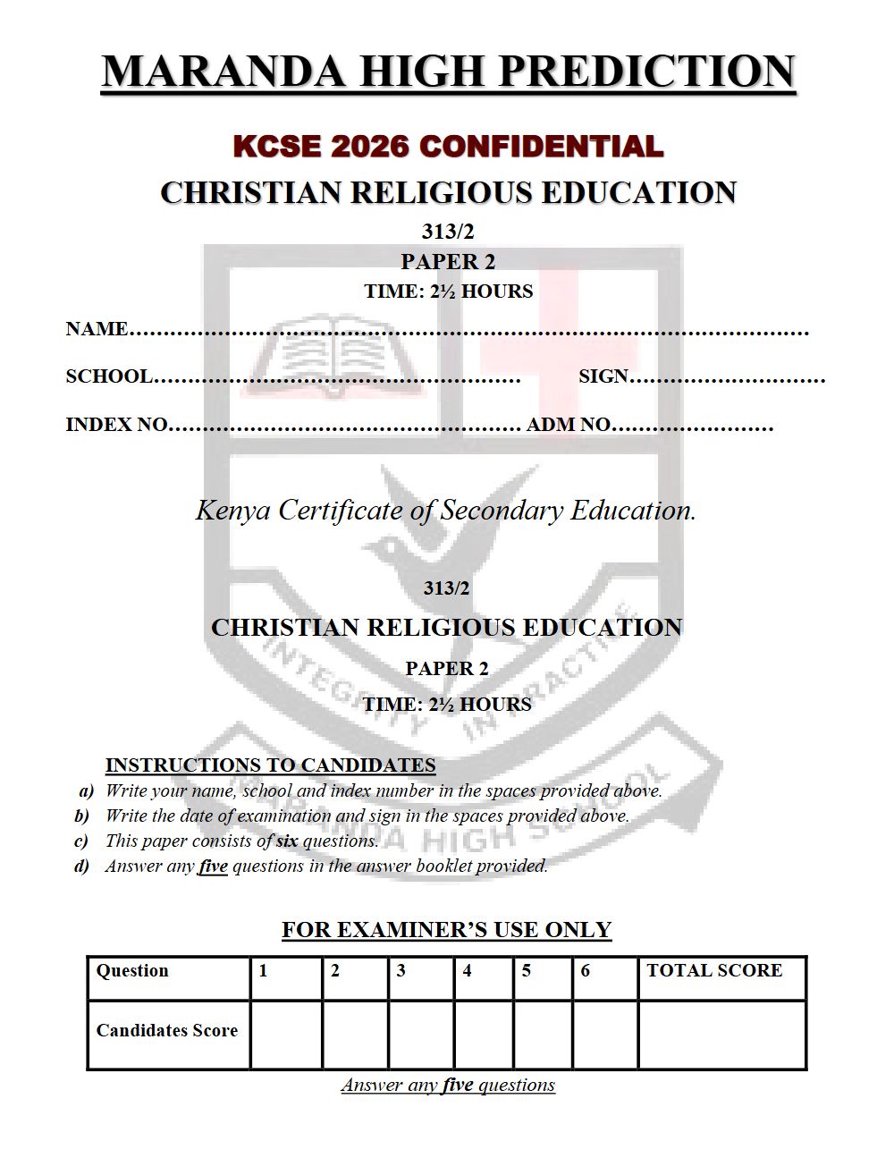 Thumbnail preview of Form 4 CRE Paper 2 KCSE Prediction 2026_22