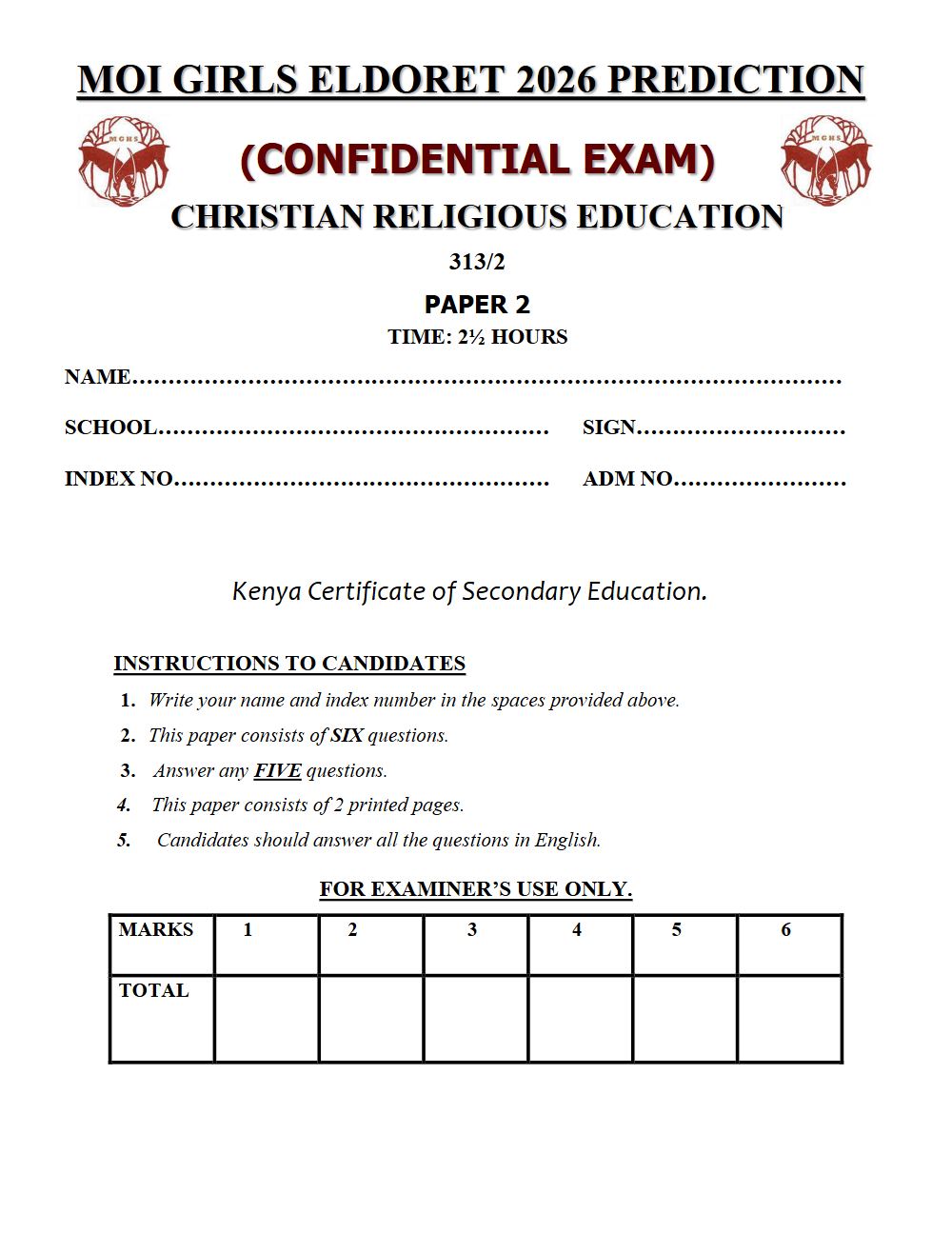 Thumbnail preview of Form 4 CRE Paper 2 KCSE Prediction 2026_24