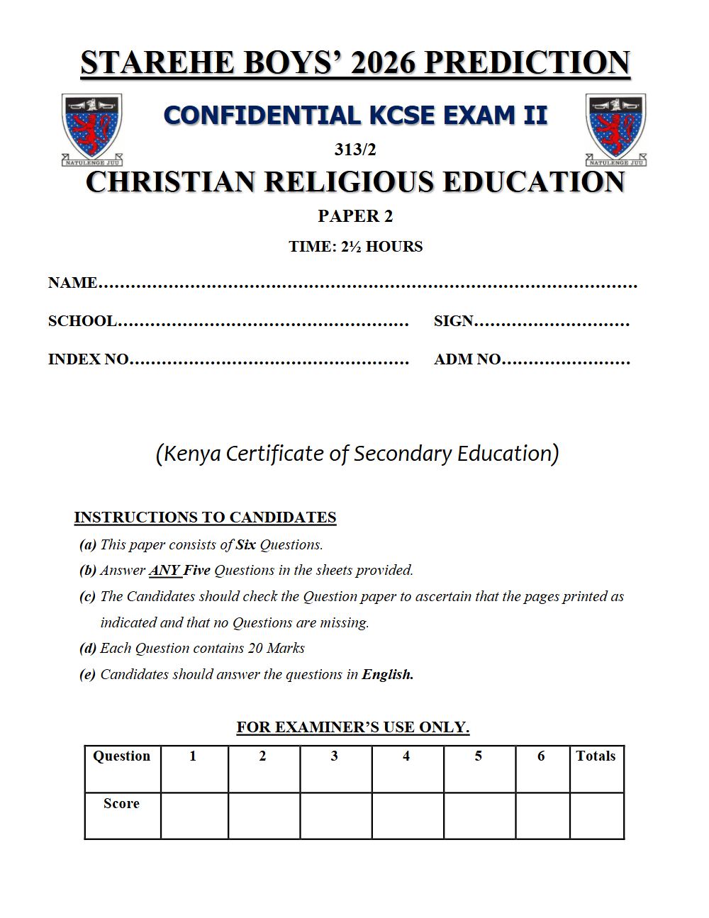 Thumbnail preview of Form 4 CRE Paper 2 KCSE Prediction 2026_30