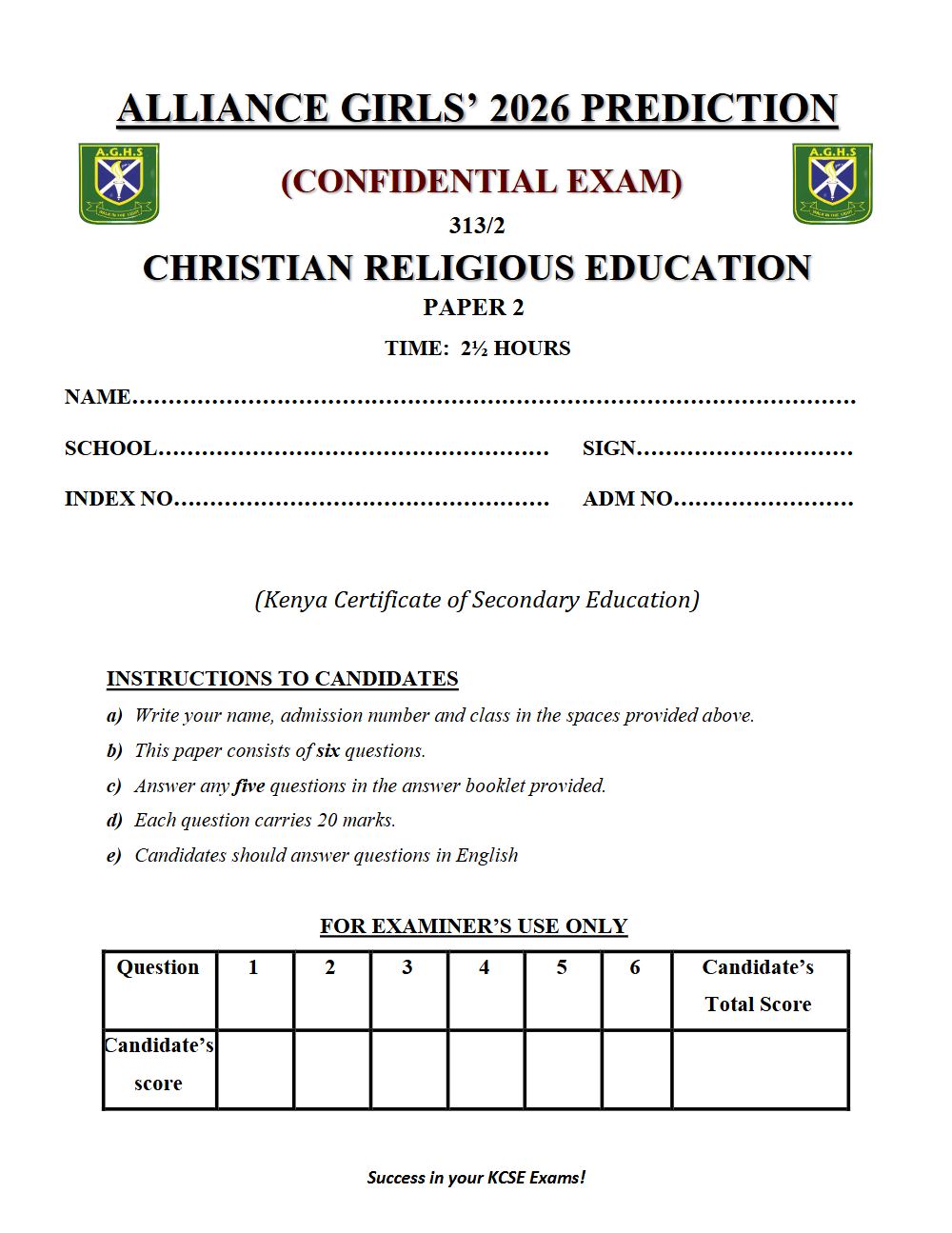 Thumbnail preview of Form 4 CRE Paper 2 KCSE Prediction 2026_6