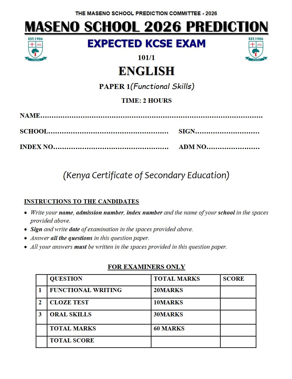 Thumbnail preview of Form 4 English Paper 1 KCSE Prediction 2026_23
