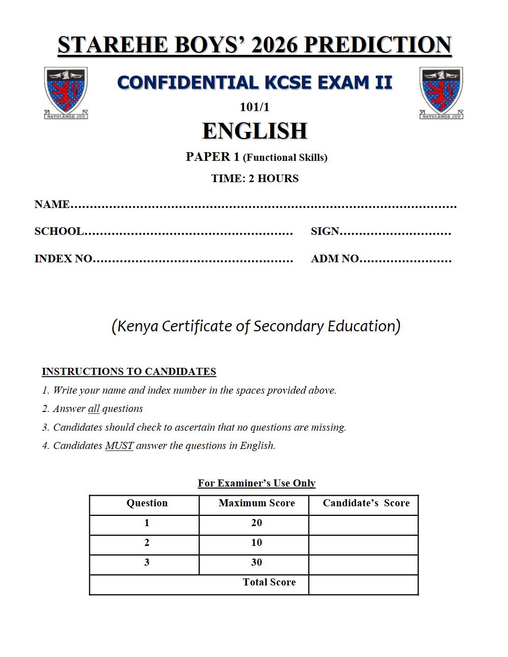 Thumbnail preview of Form 4 English Paper 1 KCSE Prediction 2026_30