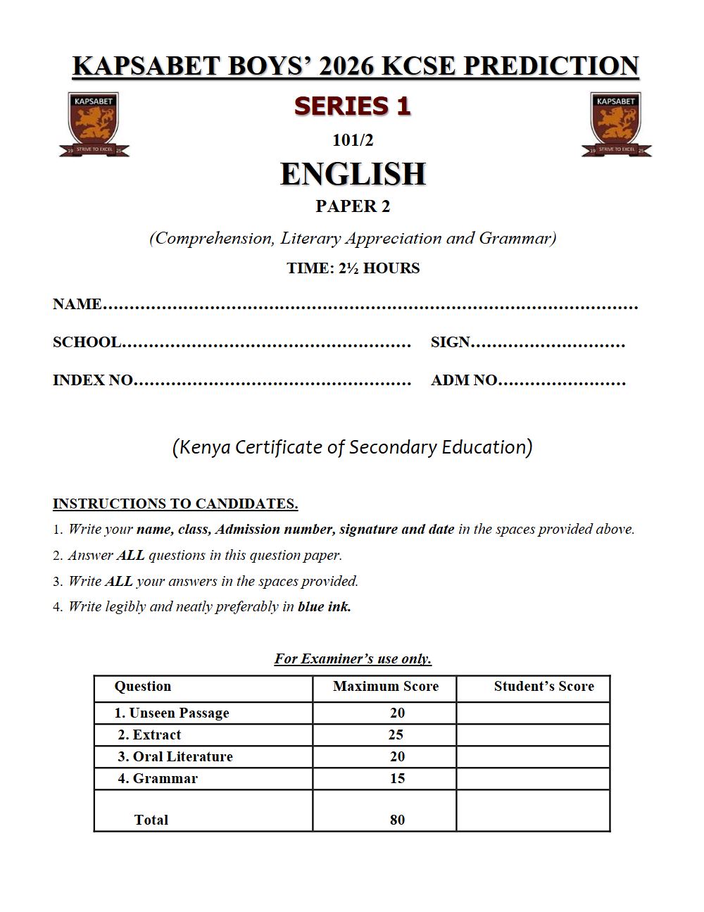 Thumbnail preview of Form 4 English Paper 2 KCSE Prediction 2026_12