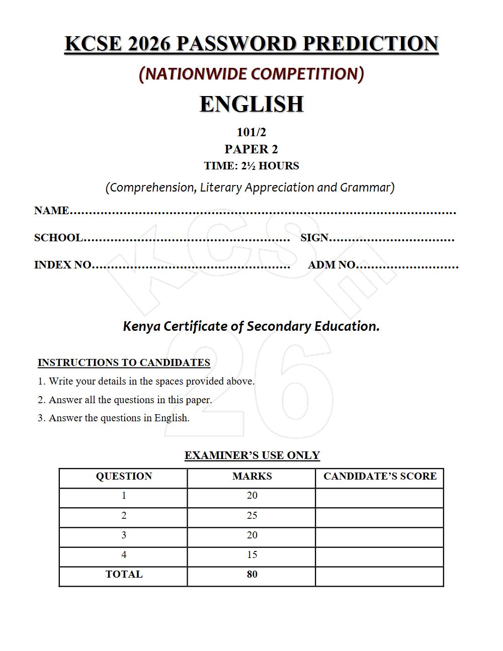 Thumbnail preview of Form 4 English Paper 2 KCSE Prediction 2026_13