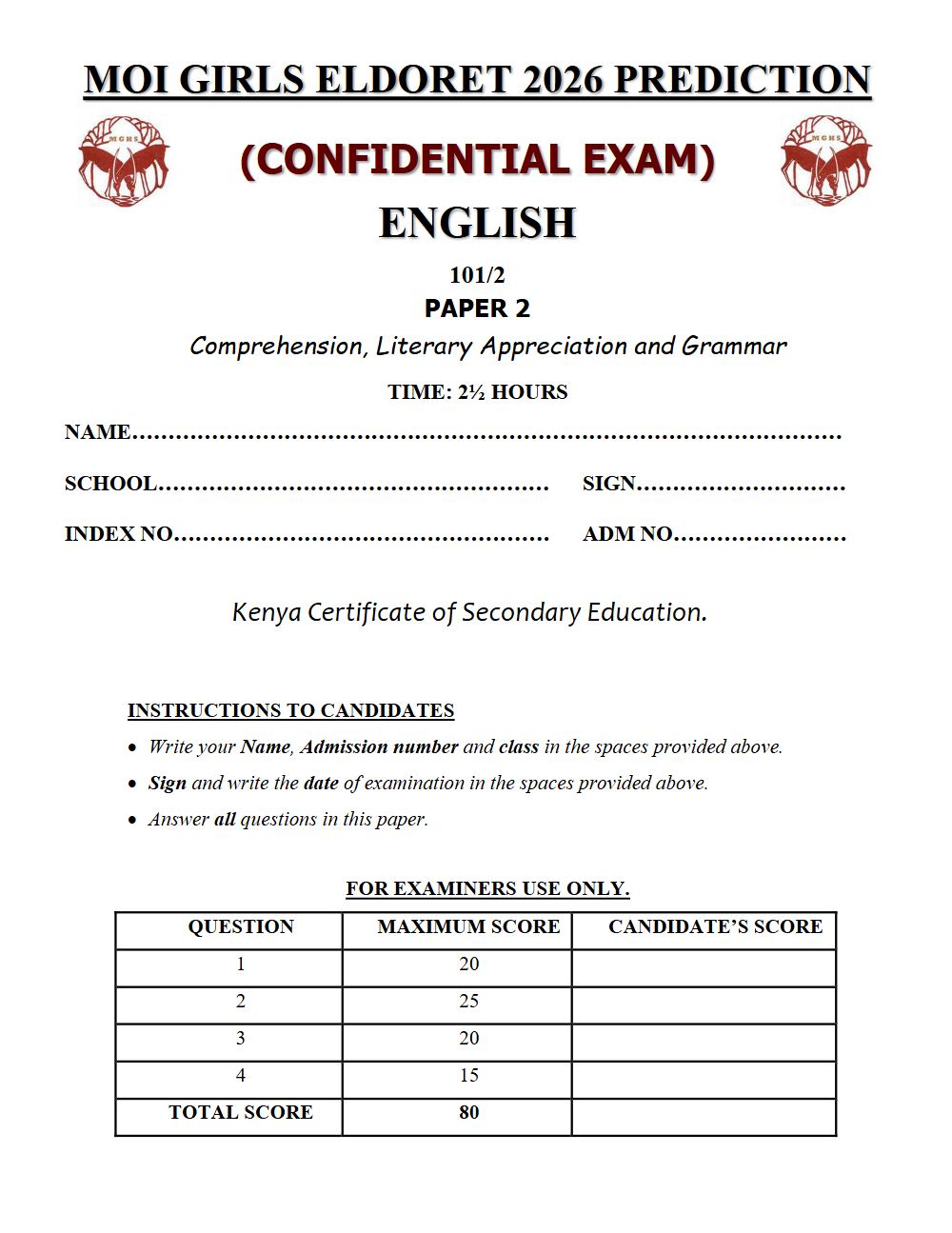 Thumbnail preview of Form 4 English Paper 2 KCSE Prediction 2026_24