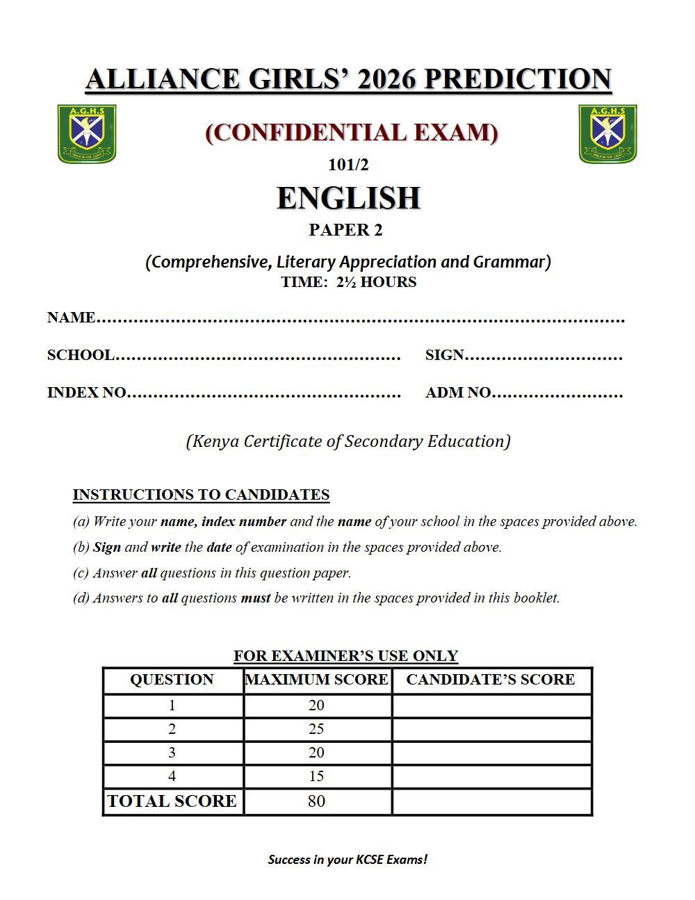 Thumbnail preview of Form 4 English Paper 2 KCSE Prediction 2026_6