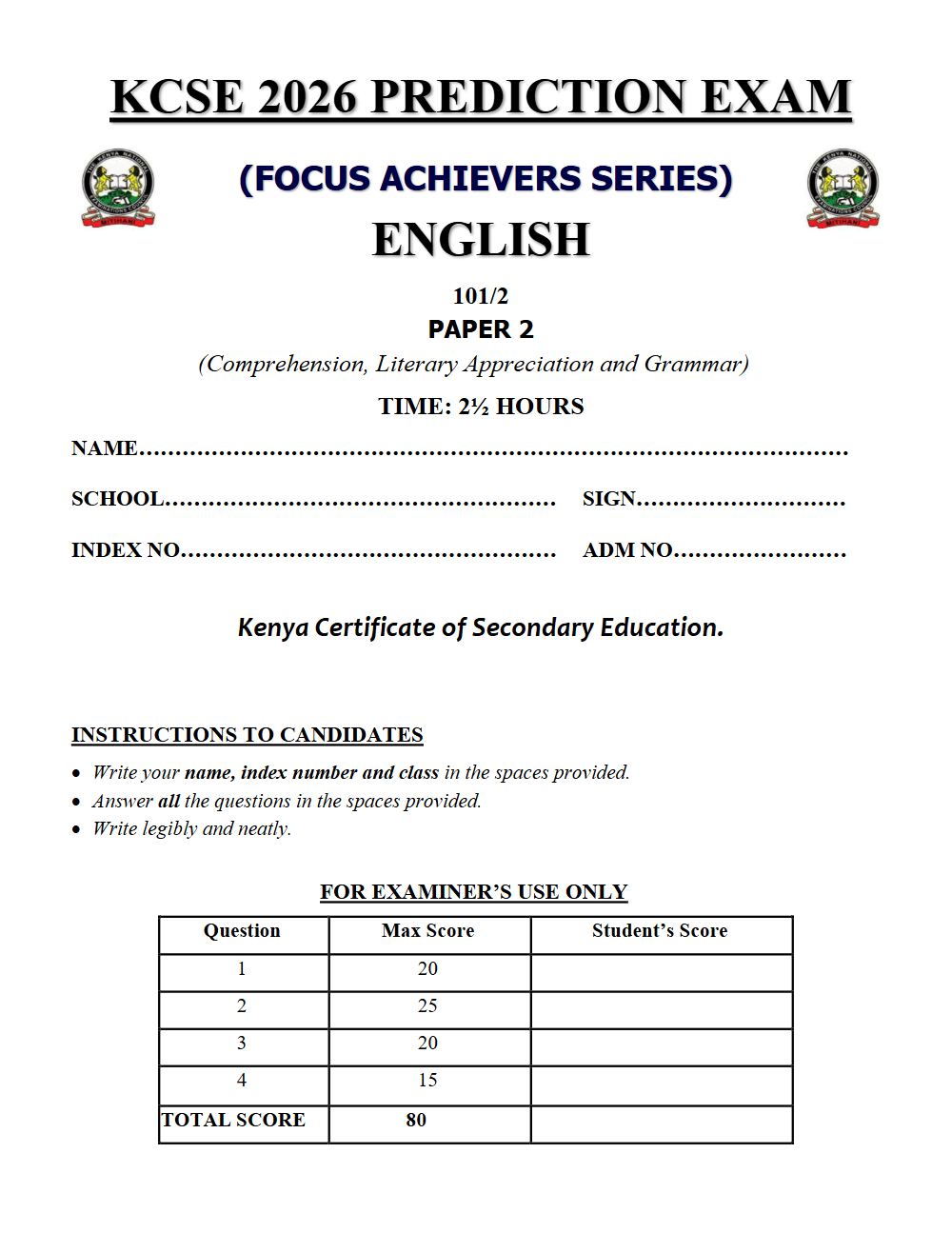 Thumbnail preview of Form 4 English Paper 2 KCSE Prediction 2026_8