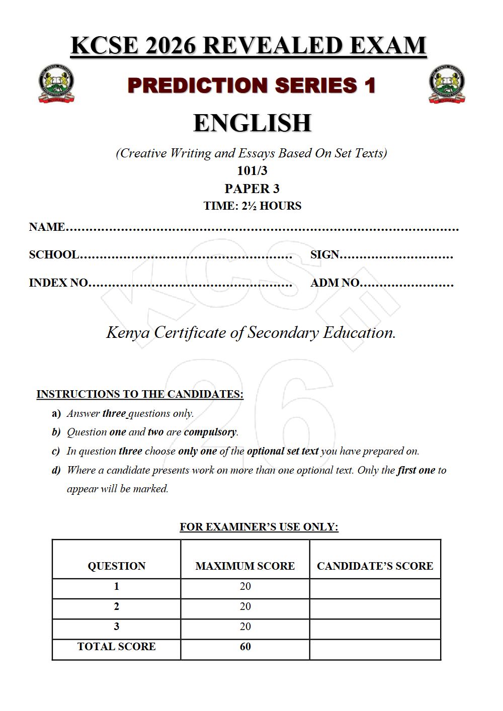 Thumbnail preview of Form 4 English Paper 3 KCSE Prediction 2026_17