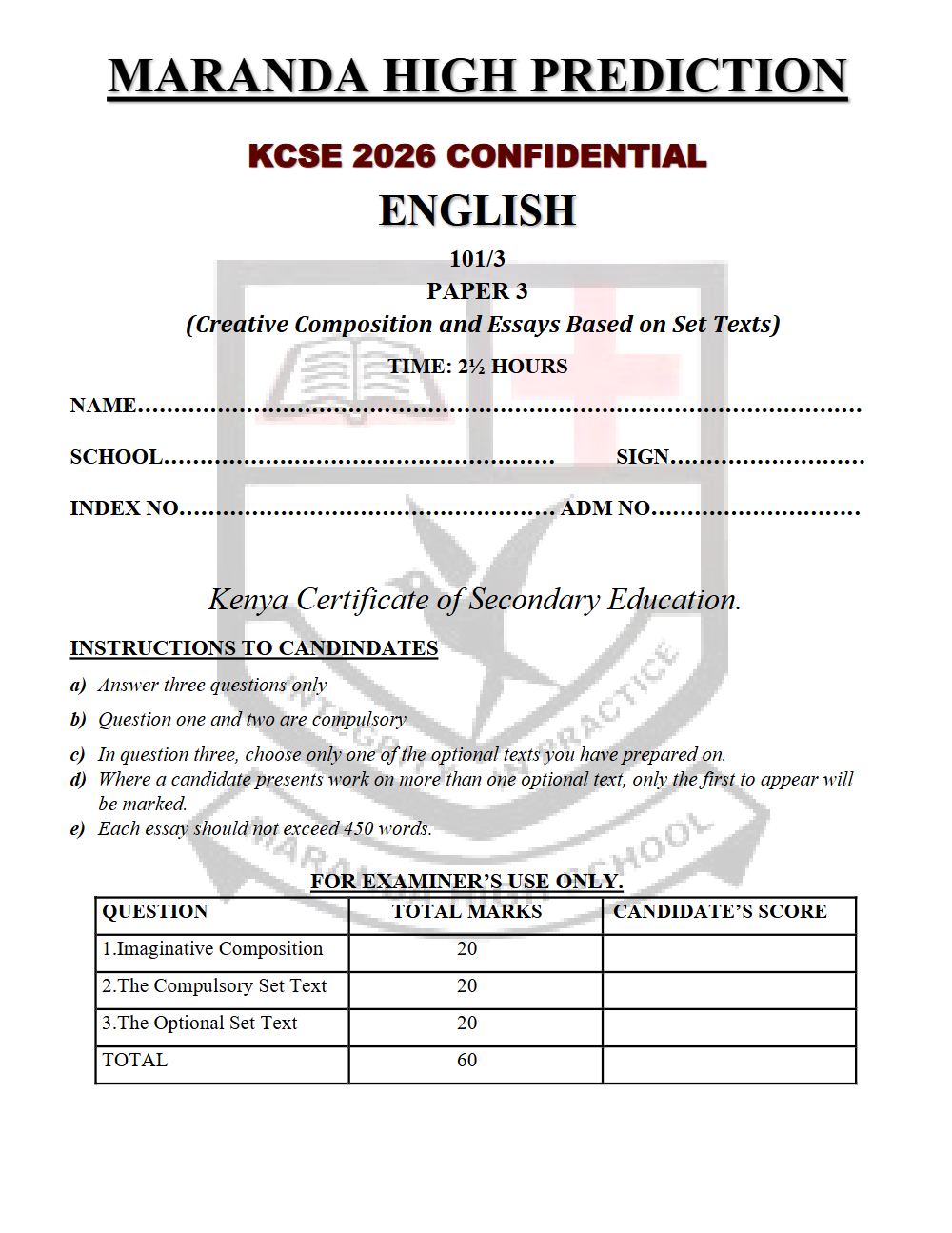 Thumbnail preview of Form 4 English Paper 3 KCSE Prediction 2026_22