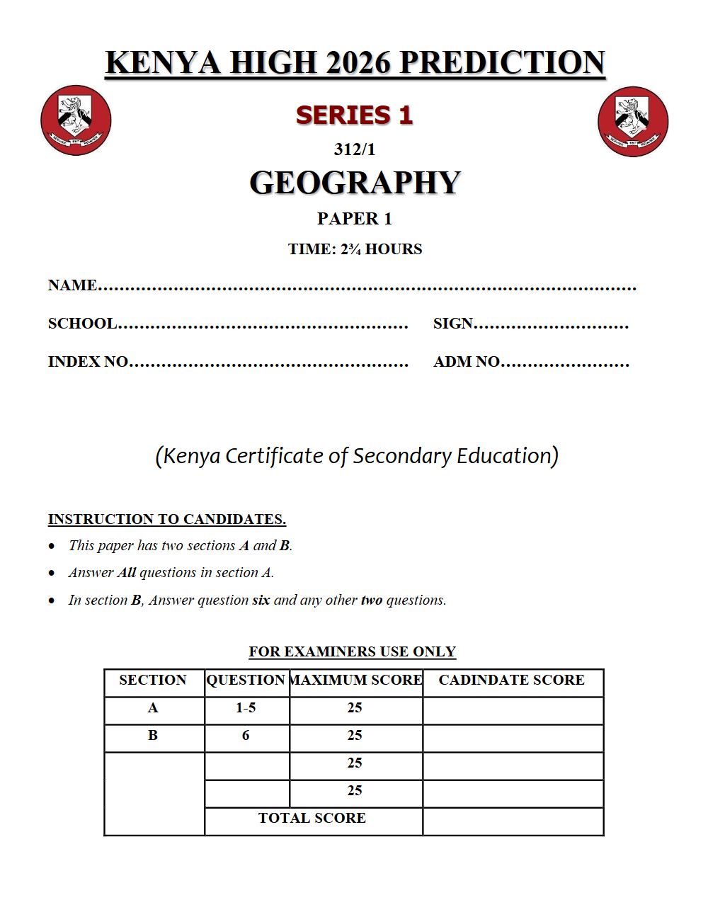 Thumbnail preview of Form 4 Geography Paper 1 KCSE Prediction 2026_11