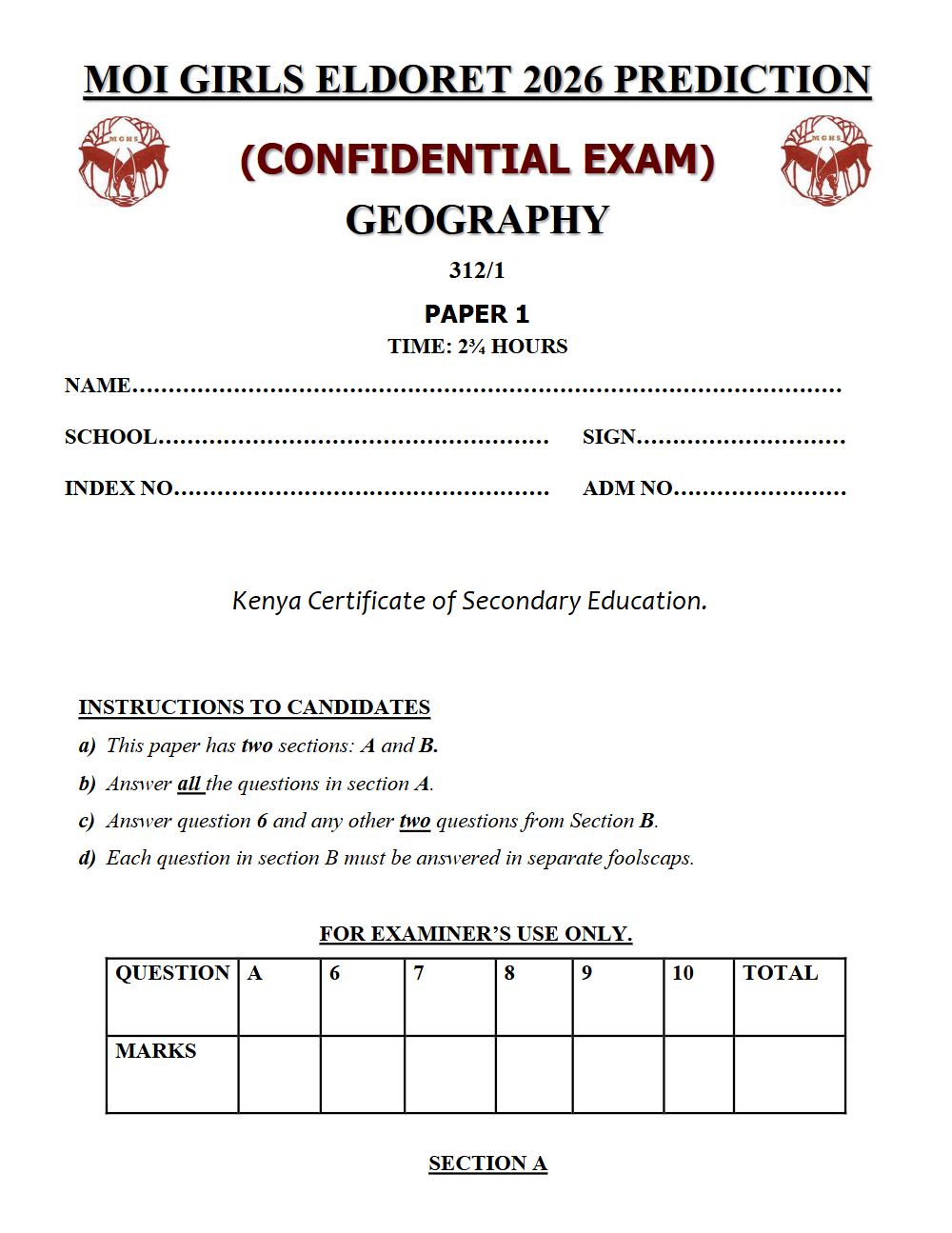 Thumbnail preview of Form 4 Geography Paper 1 KCSE Prediction 2026_24