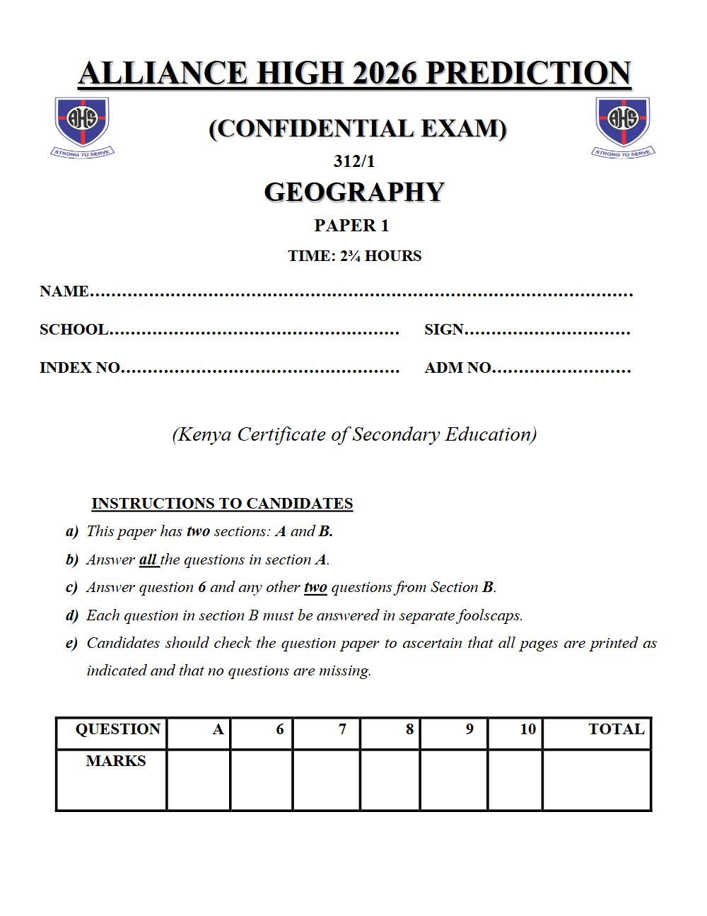 Thumbnail preview of Form 4 Geography Paper 1 KCSE Prediction 2026_5