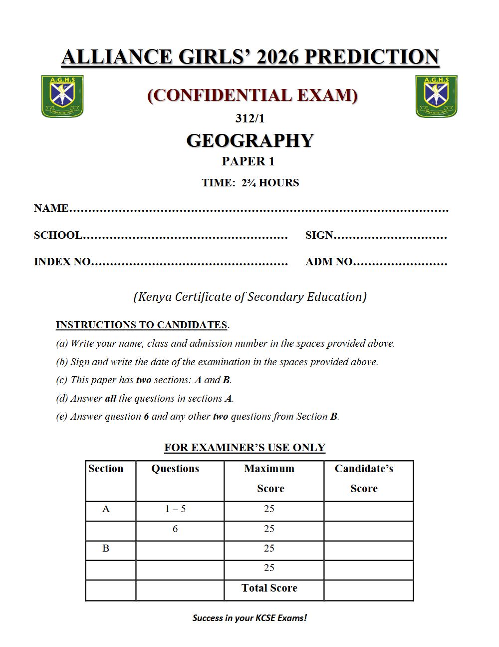 Thumbnail preview of Form 4 Geography Paper 1 KCSE Prediction 2026_6