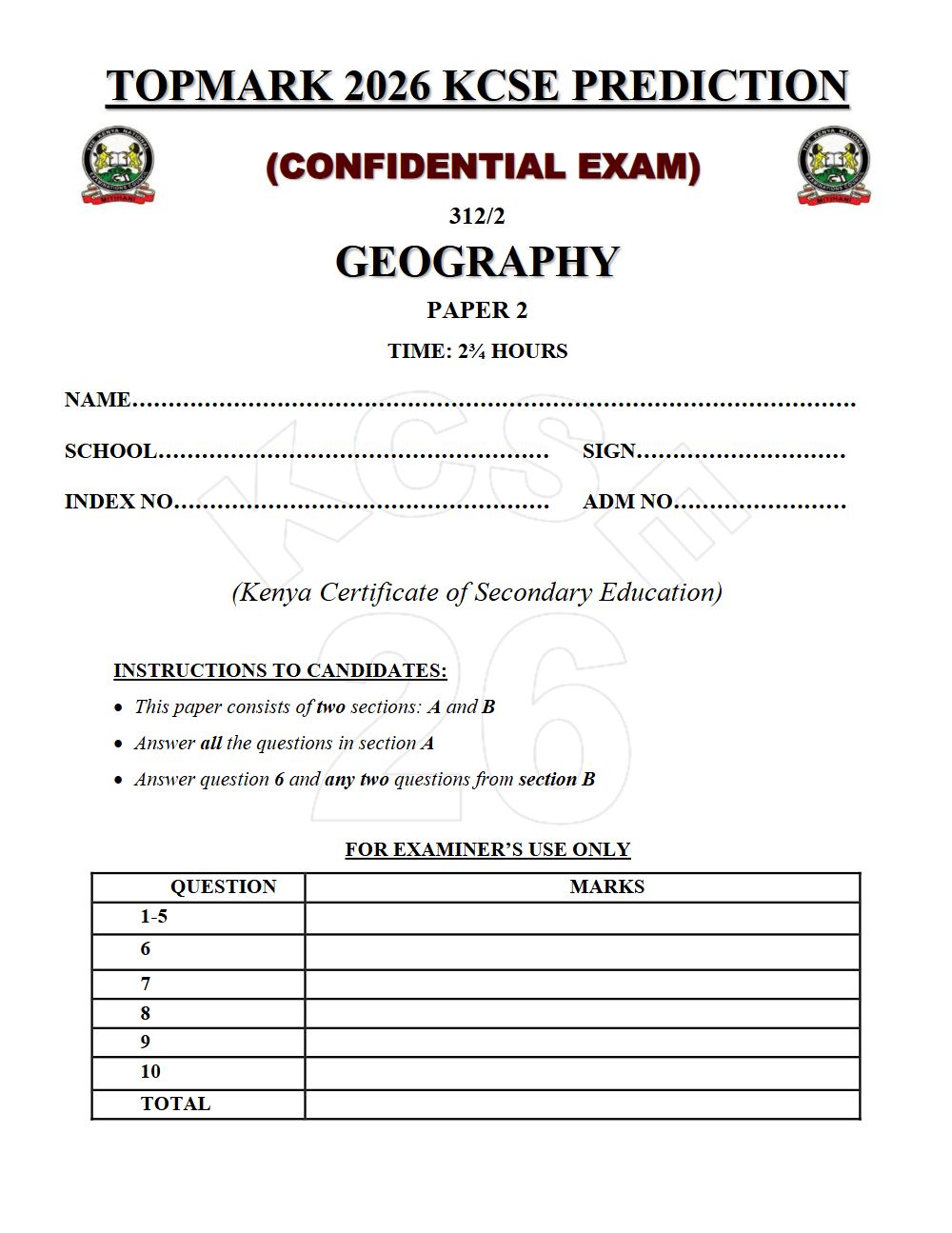 Thumbnail preview of Form 4 Geography Paper 2 KCSE Prediction 2026_32