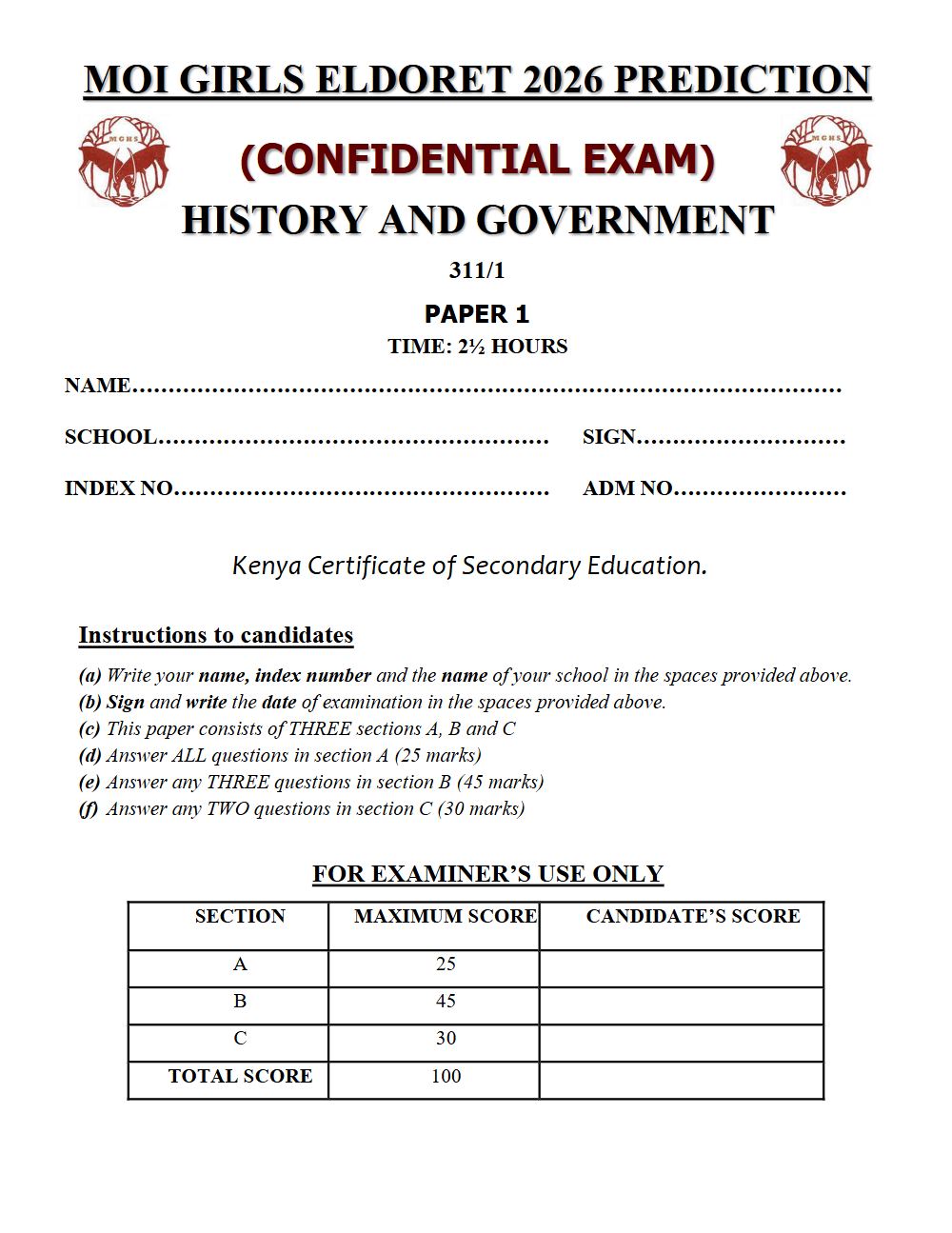 Thumbnail preview of Form 4 History and Government Paper 1 KCSE Prediction 2026_24