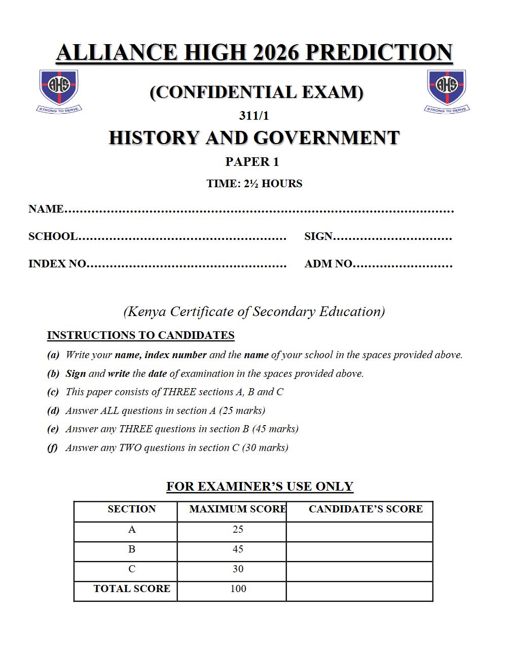 Thumbnail preview of Form 4 History and Government Paper 1 KCSE Prediction 2026_5