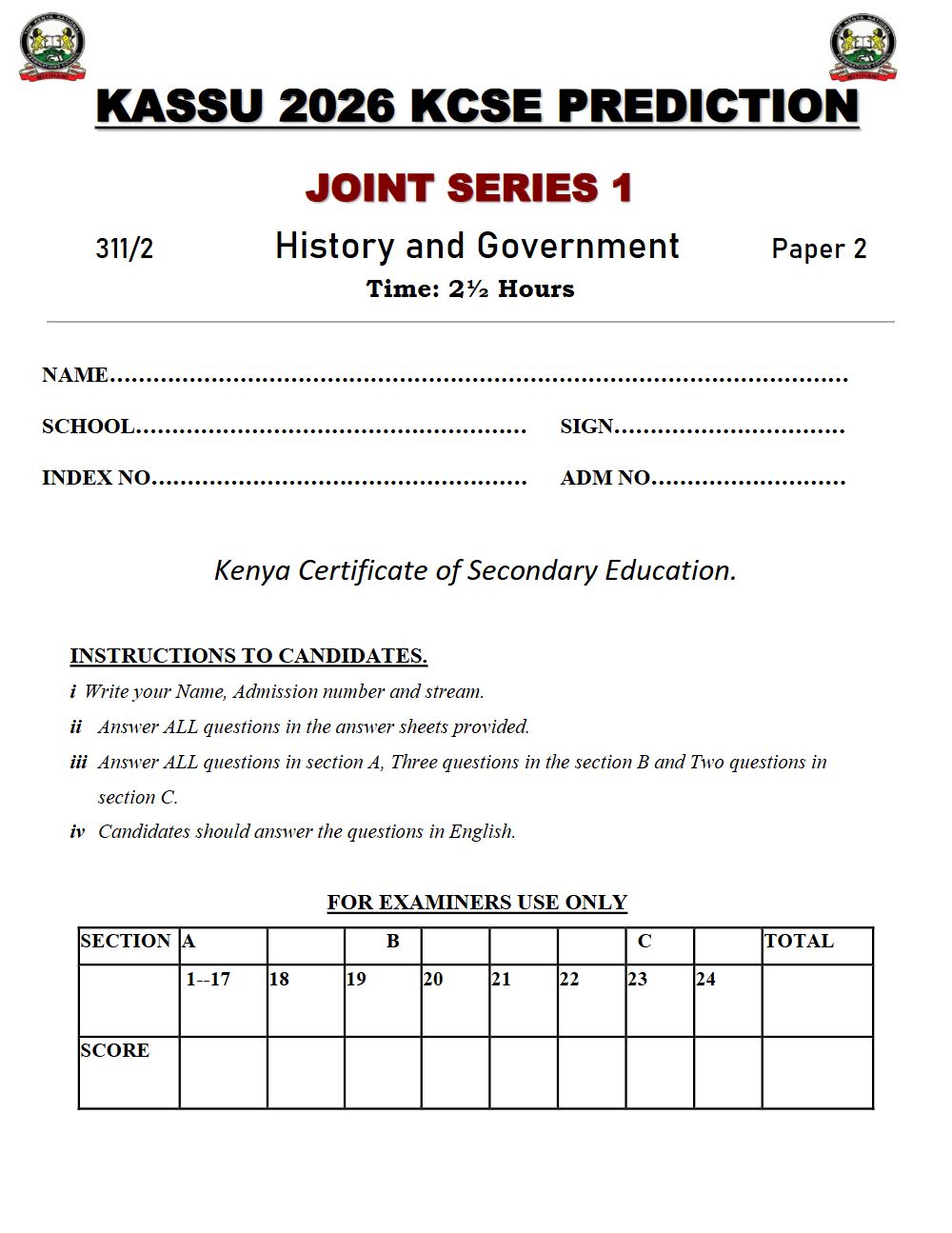 Thumbnail preview of Form 4 History and Government Paper 2 KCSE Prediction 2026_10