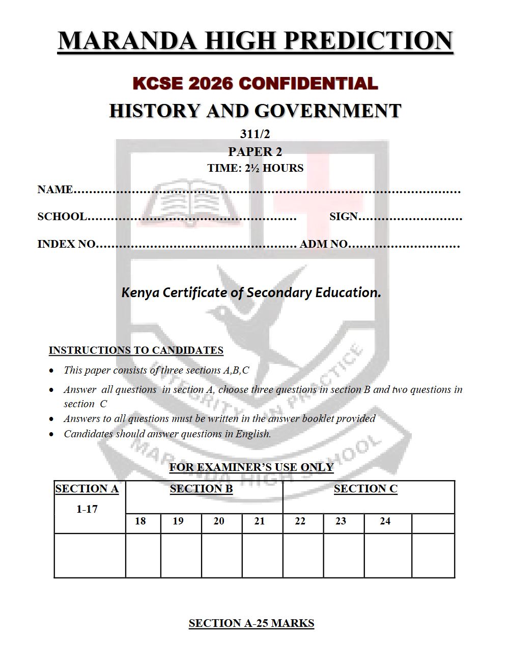 Thumbnail preview of Form 4 History and Government Paper 2 KCSE Prediction 2026_22