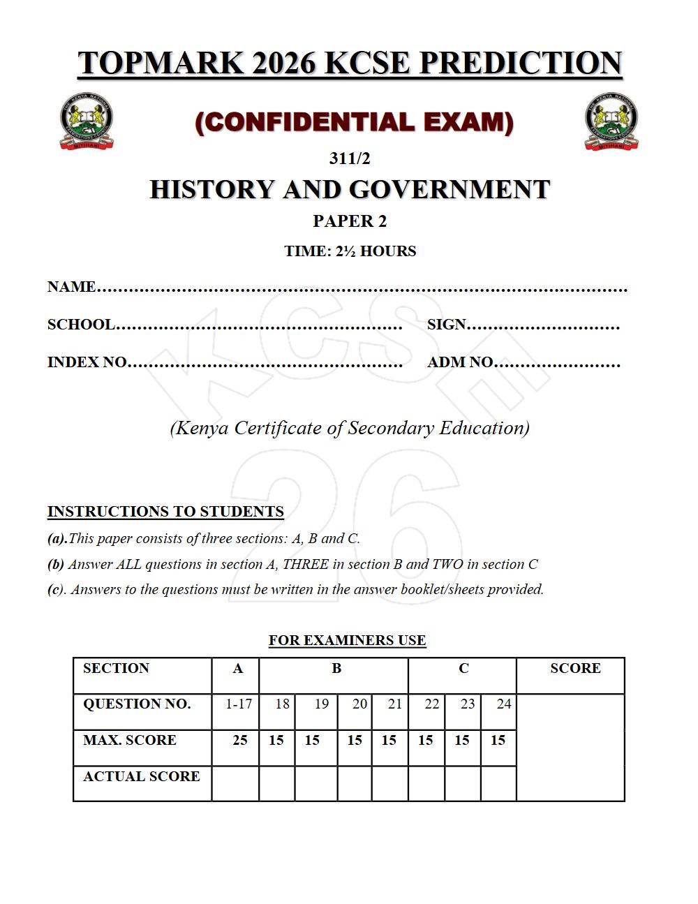 Thumbnail preview of Form 4 History and Government Paper 2 KCSE Prediction 2026_32