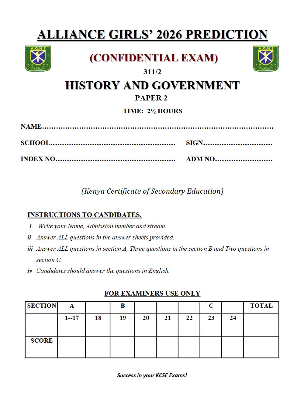 Thumbnail preview of Form 4 History and Government Paper 2 KCSE Prediction 2026_6