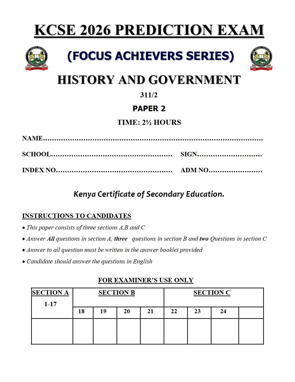 Thumbnail preview of Form 4 History and Government Paper 2 KCSE Prediction 2026_8