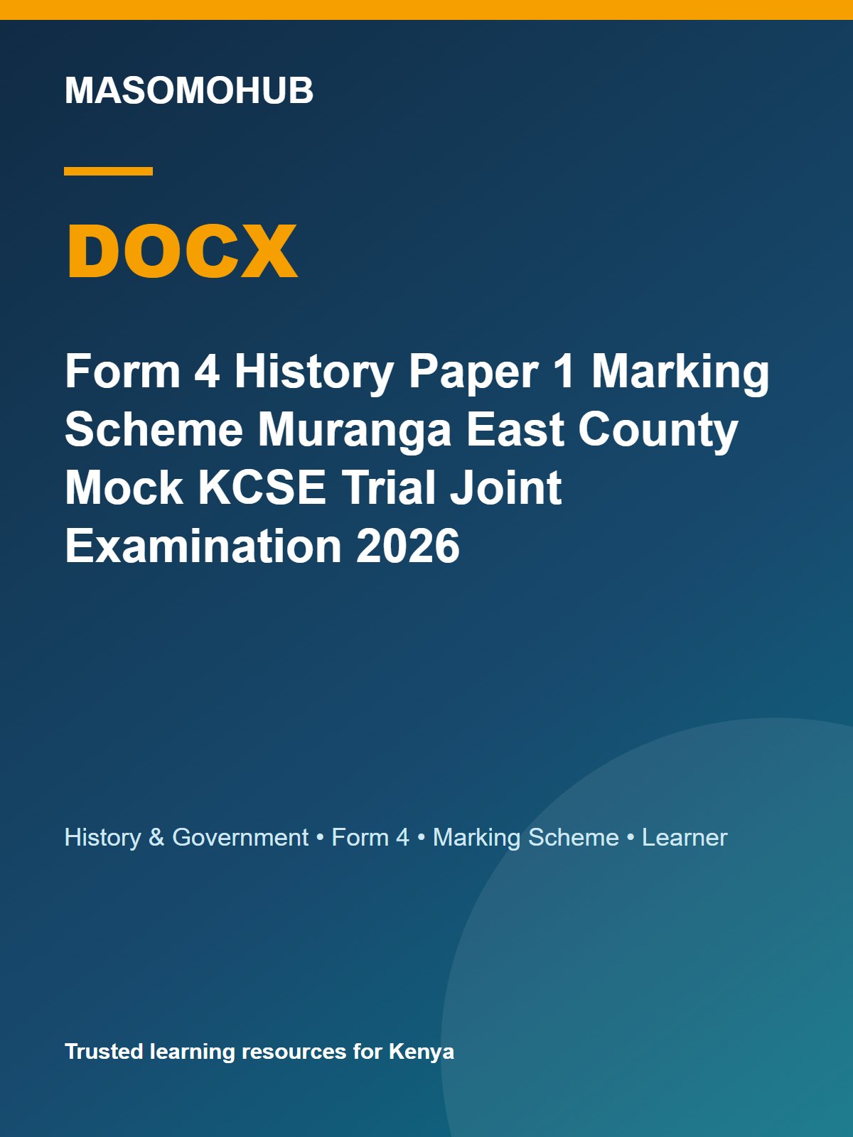 Thumbnail preview of Form 4 History Paper 1 Marking Scheme Muranga East County Mock KCSE Trial Joint Examination 2026