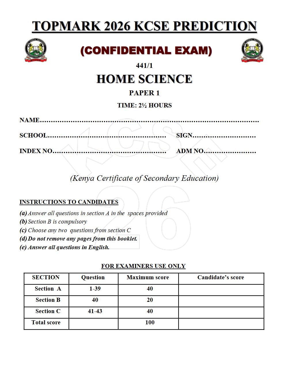 Thumbnail preview of Form 4 Home Science Paper 1 KCSE Prediction 2026_32