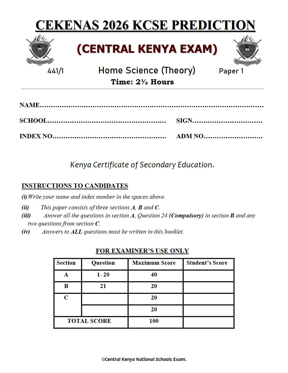 Thumbnail preview of Form 4 Home Science Paper 1 KCSE Prediction 2026_7