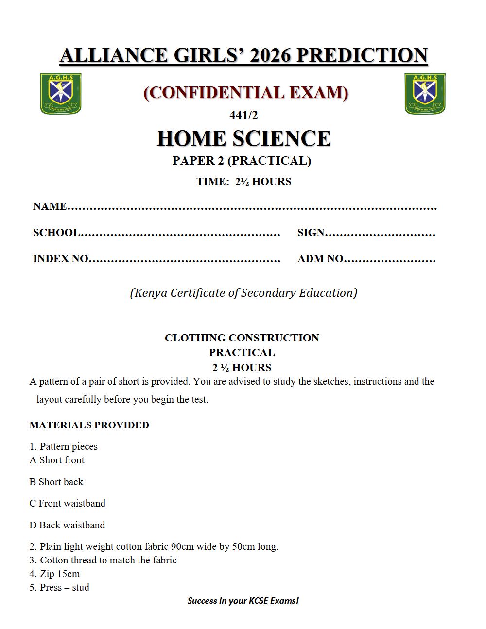 Thumbnail preview of Form 4 Home Science Paper 2 KCSE Prediction 2026_6