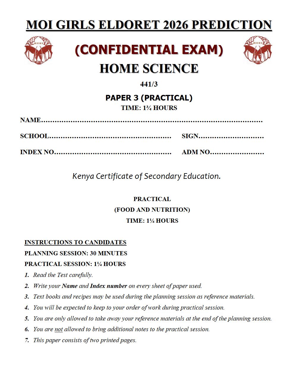 Thumbnail preview of Form 4 Home Science Paper 3 KCSE Prediction 2026_24
