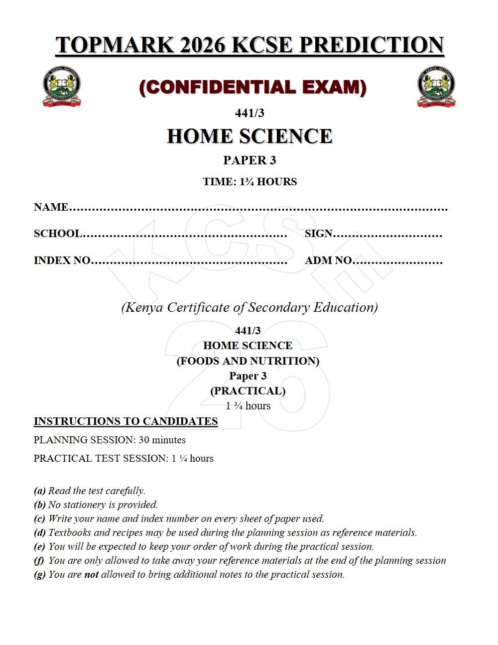 Thumbnail preview of Form 4 Home Science Paper 3 KCSE Prediction 2026_32