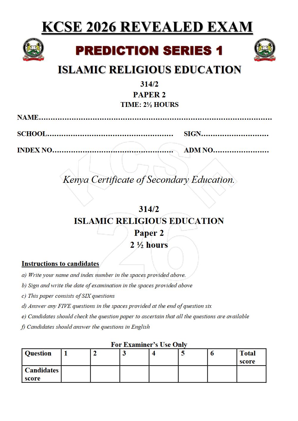 Thumbnail preview of Form 4 IRE Paper 2 KCSE Prediction 2026_17