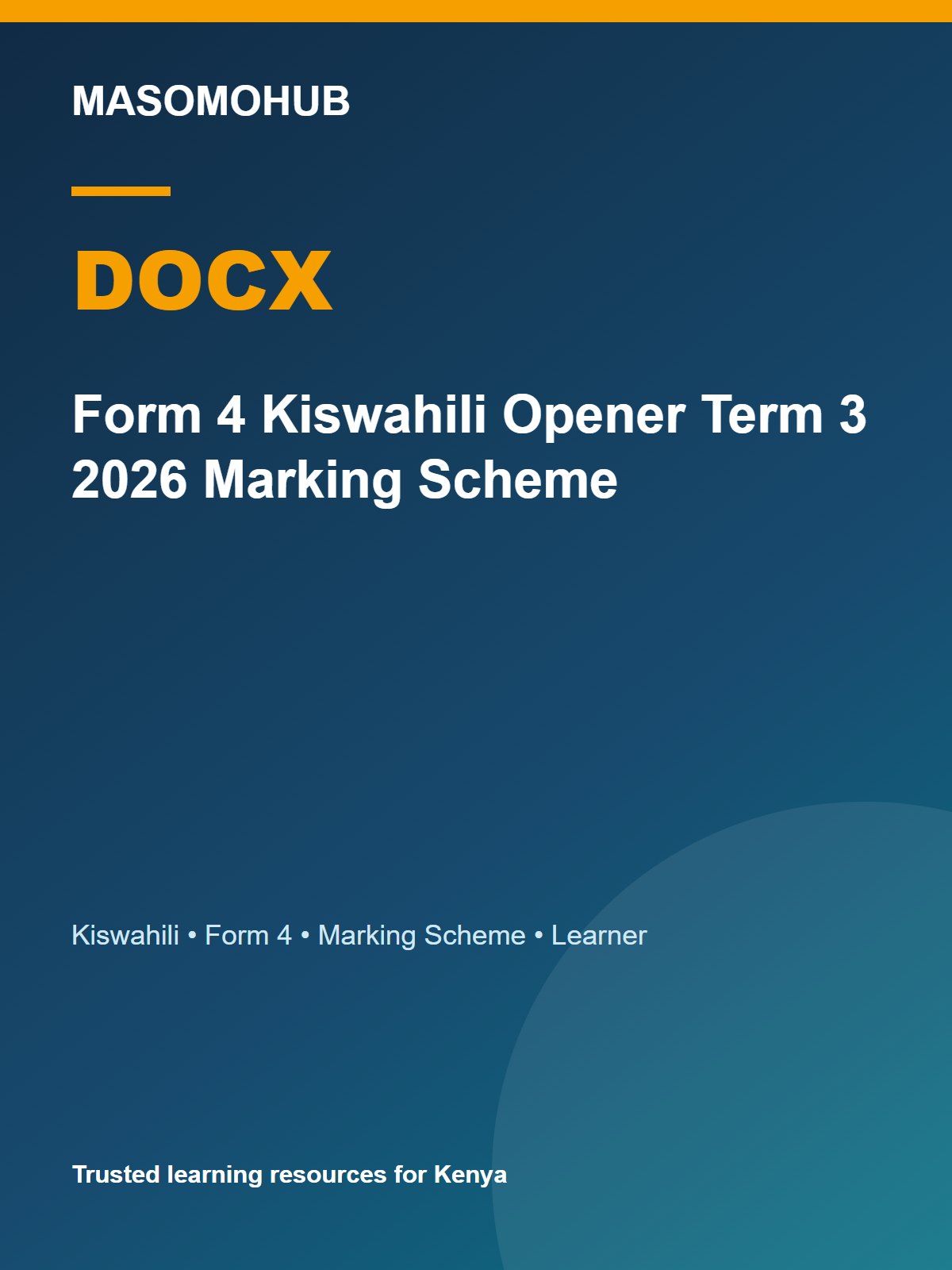 Thumbnail preview of Form 4 Kiswahili Opener Term 3 2026 Marking Scheme