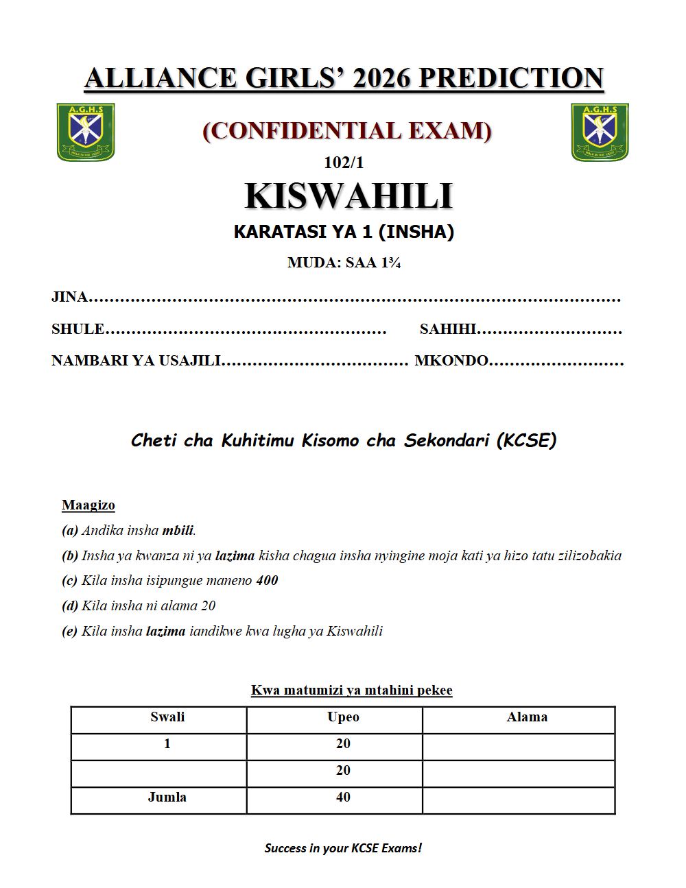 Thumbnail preview of Form 4 Kiswahili Paper 1 KCSE Prediction 2026_6