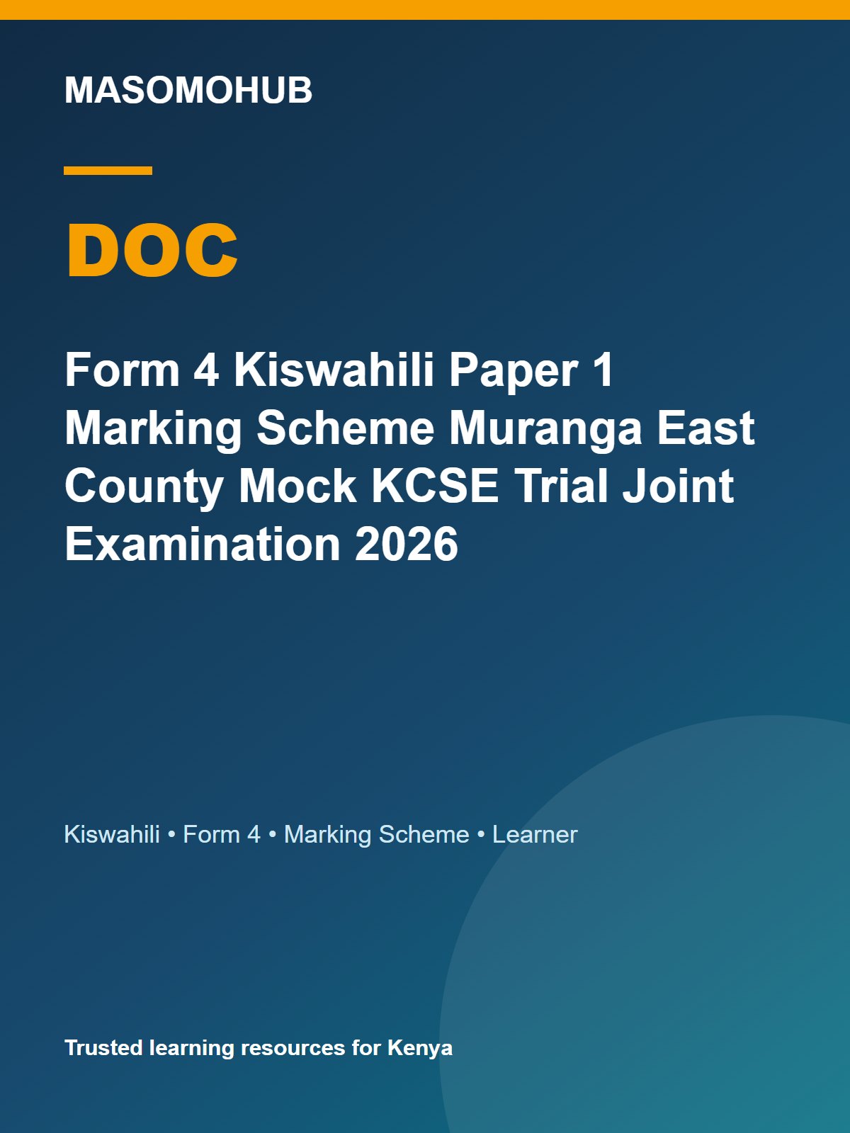Thumbnail preview of Form 4 Kiswahili Paper 1 Marking Scheme Muranga East County Mock KCSE Trial Joint Examination 2026