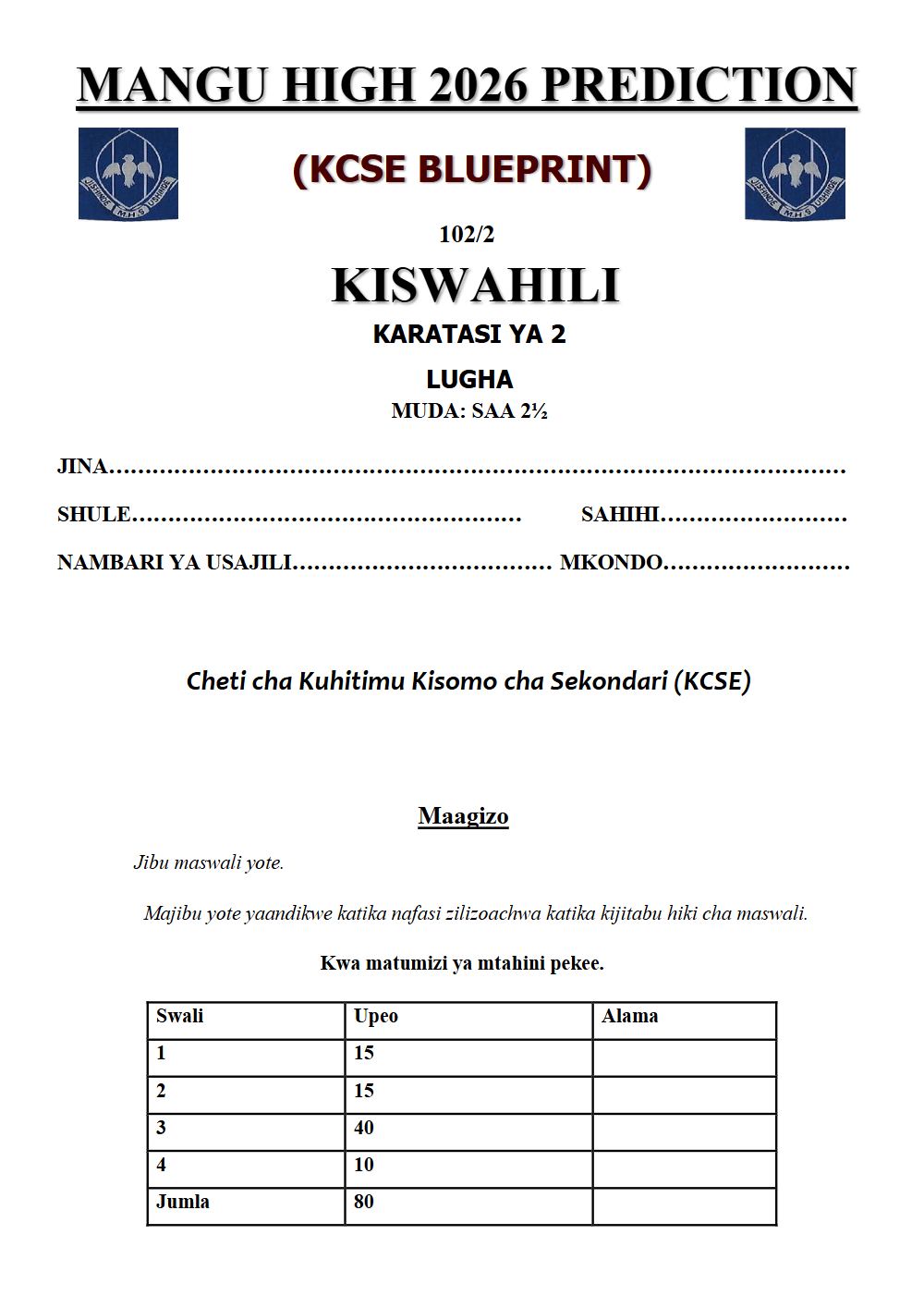 Thumbnail preview of Form 4 Kiswahili Paper 2 KCSE Prediction 2026_21
